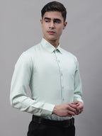 Jainish Men's Light-Green Dobby Textured Formal Shirt | Grocsy