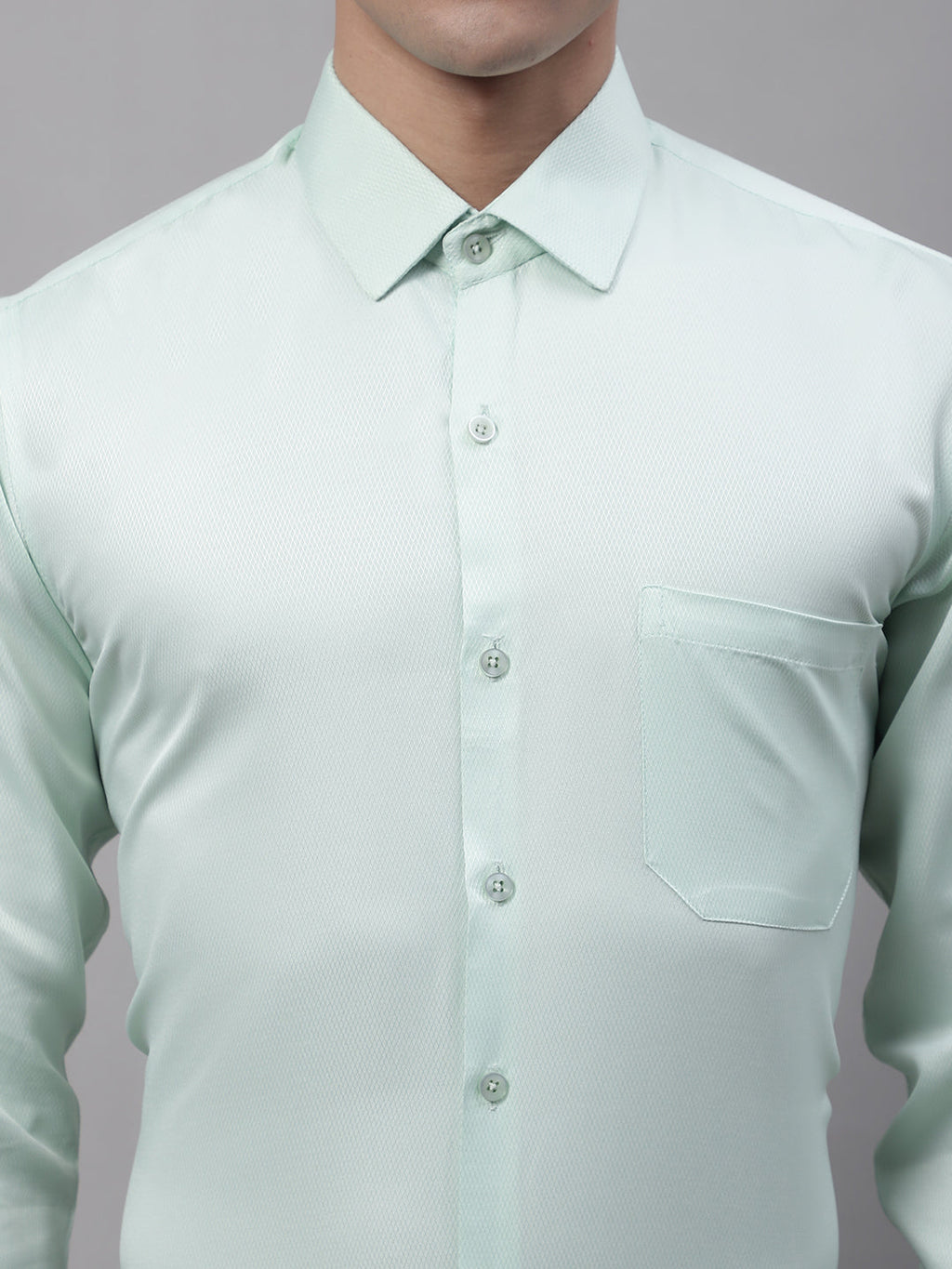 Jainish Men's Light-Green Dobby Textured Formal Shirt | Grocsy