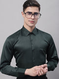 Jainish Men's Olive Green Dobby Textured Formal Shirt | Grocsy