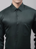 Jainish Men's Olive Green Dobby Textured Formal Shirt | Grocsy