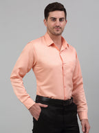 Jainish Men's Orange Dobby Textured Formal Shirt | Grocsy