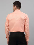 Jainish Men's Orange Dobby Textured Formal Shirt | Grocsy