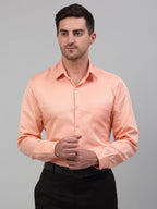 Jainish Men's Orange Dobby Textured Formal Shirt | Grocsy