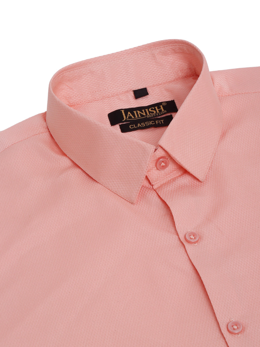 Jainish Men's Orange Dobby Textured Formal Shirt | Grocsy