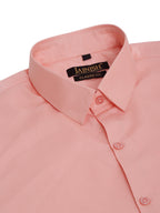 Jainish Men's Orange Dobby Textured Formal Shirt | Grocsy
