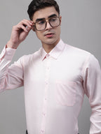Jainish Men's Pink Dobby Textured Formal Shirt | Grocsy