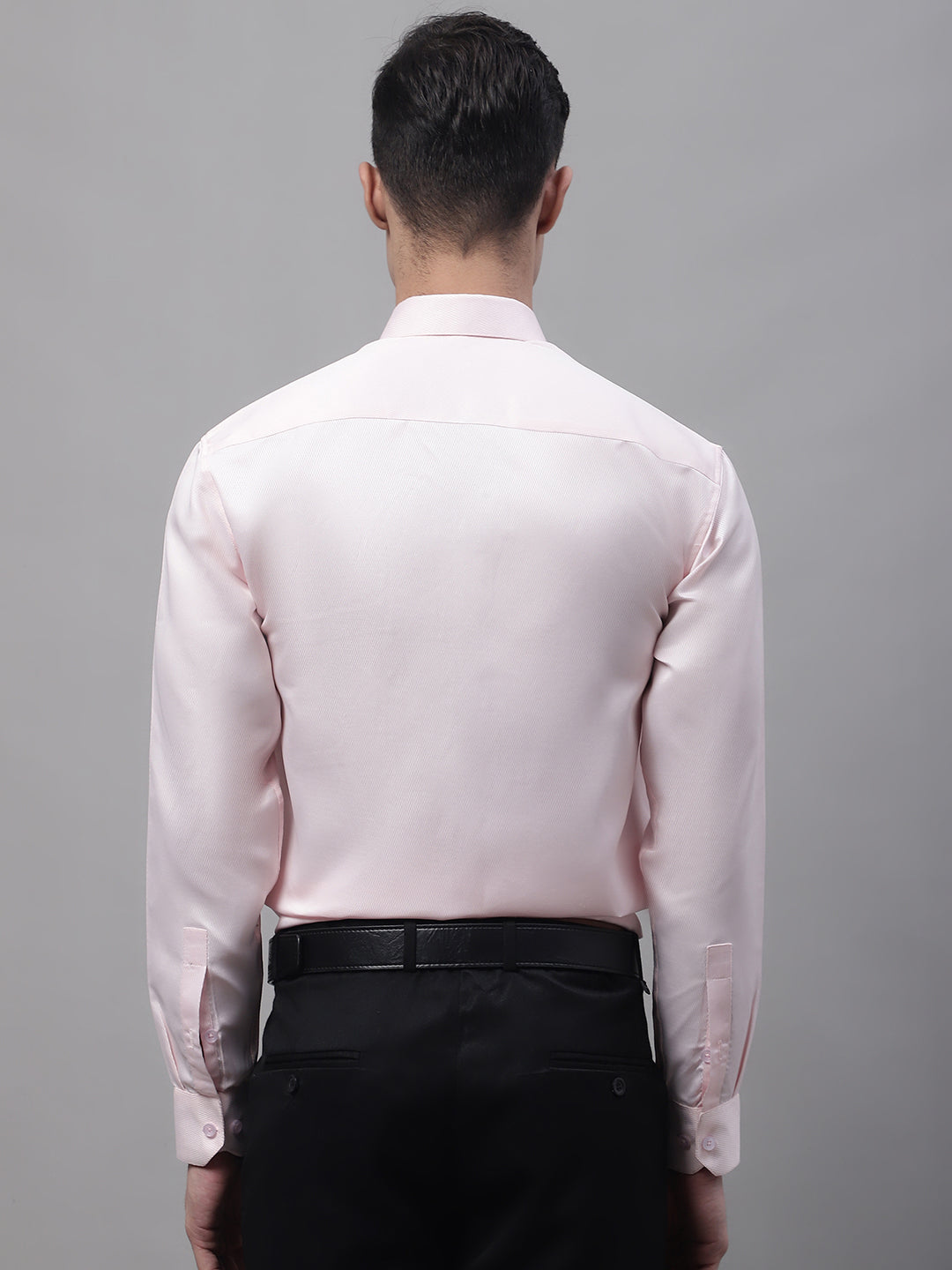 Jainish Men's Pink Dobby Textured Formal Shirt | Grocsy
