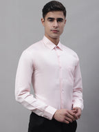 Jainish Men's Pink Dobby Textured Formal Shirt | Grocsy