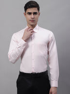 Jainish Men's Pink Dobby Textured Formal Shirt | Grocsy