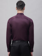 Jainish Men's Purple-Wine Dobby Textured Formal Shirt | Grocsy