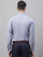 Jainish Men's Grey Vertical Striped Formal Shirt | Grocsy