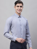 Jainish Men's Grey Vertical Striped Formal Shirt | Grocsy
