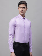 Jainish Men's Purple Vertical Striped Formal Shirt | Grocsy