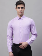 Jainish Men's Purple Vertical Striped Formal Shirt | Grocsy