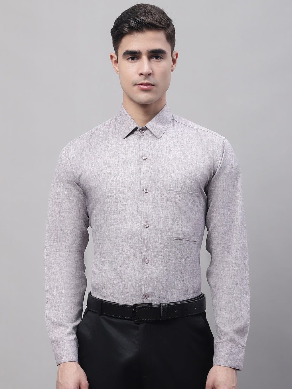 Jainish Men's Grey Cotton Solid Formal Shirt | Grocsy