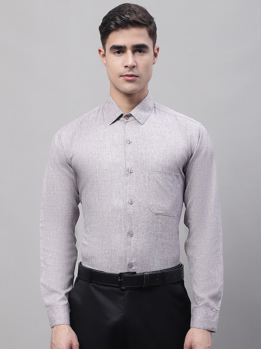 Jainish Men's Grey Cotton Solid Formal Shirt | Grocsy