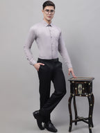 Jainish Men's Grey Cotton Solid Formal Shirt | Grocsy