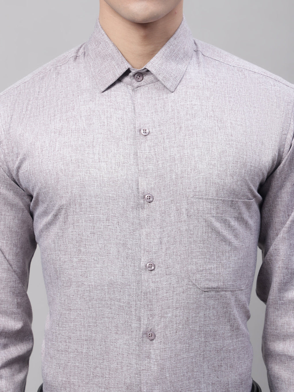 Jainish Men's Grey Cotton Solid Formal Shirt | Grocsy