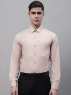 Jainish Men's Light-Brown Cotton Solid Formal Shirt | Grocsy