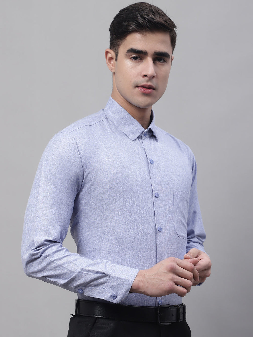 Jainish Men's Light-Grey Cotton Solid Formal Shirt | Grocsy