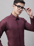 Jainish Men's Maroon Cotton Solid Formal Shirt | Grocsy