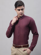 Jainish Men's Maroon Cotton Solid Formal Shirt | Grocsy
