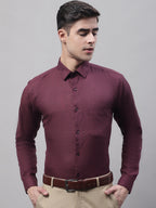 Jainish Men's Maroon Cotton Solid Formal Shirt | Grocsy