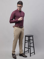 Jainish Men's Maroon Cotton Solid Formal Shirt | Grocsy