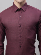 Jainish Men's Maroon Cotton Solid Formal Shirt | Grocsy