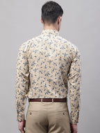 Jainish Men's Beige Regular Fit Printed Pure Cotton Formal Shirt | Grocsy