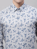 Jainish Men's Grey Regular Fit Printed Pure Cotton Formal Shirt | Grocsy