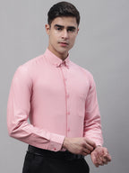 Jainish Men's Coral Cotton Solid Formal Shirt | Grocsy
