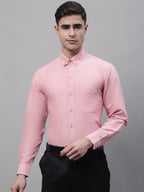 Jainish Men's Coral Cotton Solid Formal Shirt | Grocsy