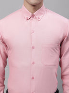 Jainish Men's Coral Cotton Solid Formal Shirt | Grocsy