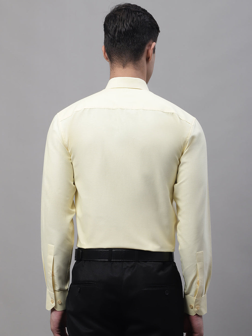 Jainish Men's Lemon Cotton Solid Formal Shirt | Grocsy