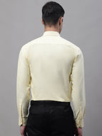 Jainish Men's Lemon Cotton Solid Formal Shirt | Grocsy
