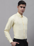 Jainish Men's Lemon Cotton Solid Formal Shirt | Grocsy