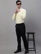 Jainish Men's Lemon Cotton Solid Formal Shirt | Grocsy