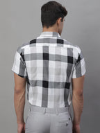 Jainish Men's Pure Cotton Checked Formal Shirts - Black | Grocsy