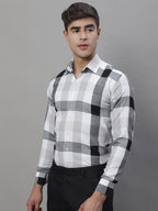 Jainish Men's Pure Cotton Checked Formal Shirts - Black | Grocsy