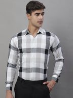Jainish Men's Pure Cotton Checked Formal Shirts - Black | Grocsy