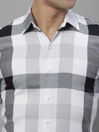 Jainish Men's Pure Cotton Checked Formal Shirts - Black | Grocsy