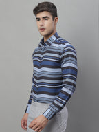 Jainish Men's Grey Classic Striped Formal Shirt - Grey | Grocsy