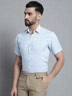 Jainish Men's Printed Formal Shirt - Sky Blue | Grocsy