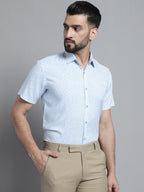 Jainish Men's Printed Formal Shirt - Sky Blue | Grocsy
