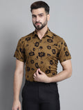 Jainish Men's Floral Printed Formal Shirt - Mustard | Grocsy