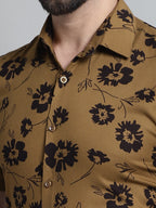 Jainish Men's Floral Printed Formal Shirt - Mustard | Grocsy