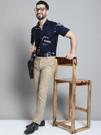 Jainish Men's Printed Formal Shirt - Navy Blue | Grocsy