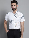 Jainish Men's Printed Formal Shirt - White | Grocsy