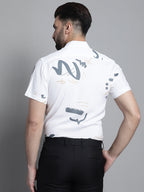 Jainish Men's Printed Formal Shirt - White | Grocsy